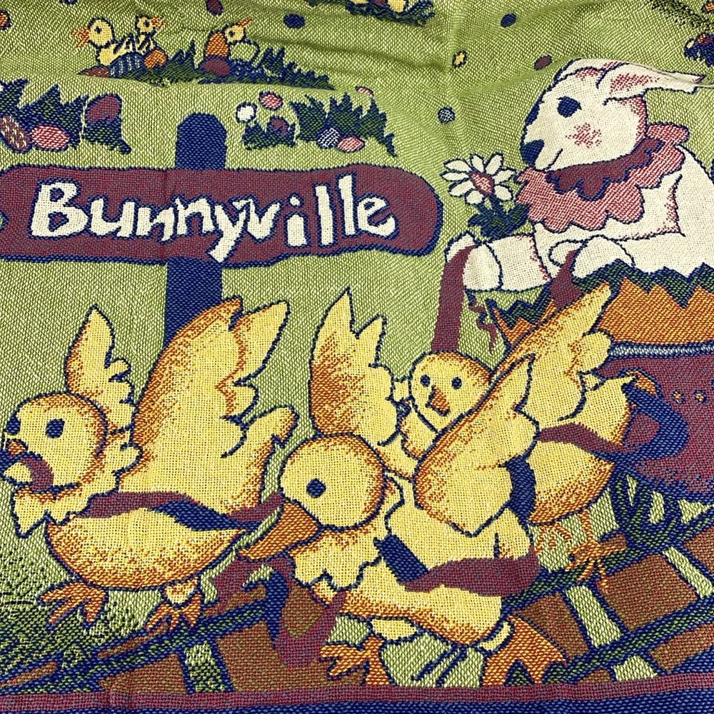 NWT Vintage Manual Woodworkers Weavers Bunny Sun nursery tapestry throw
